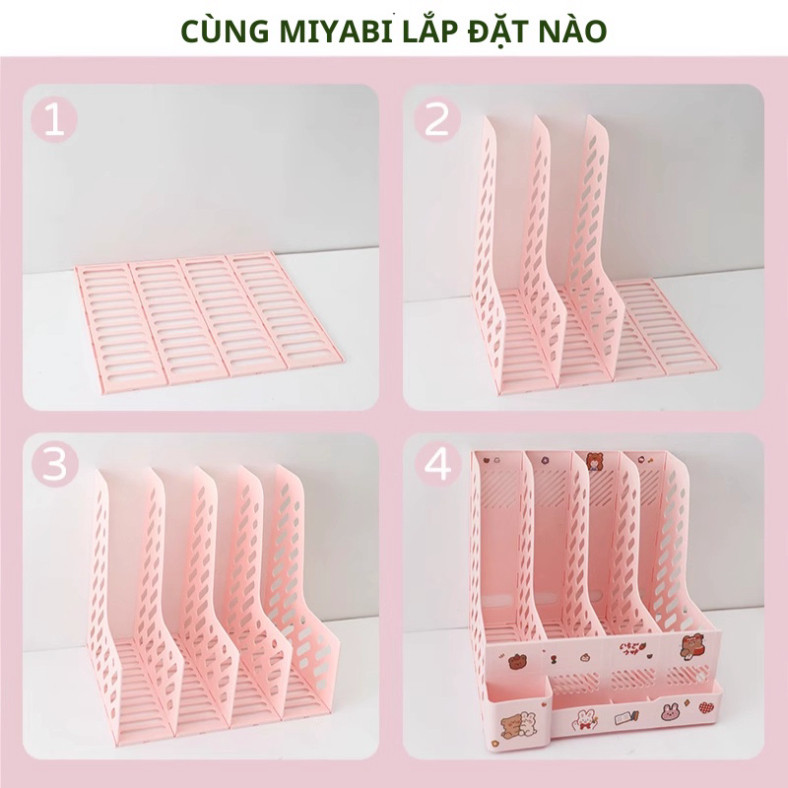 Kệ Đựng Tài Liệu Để Bàn 4 Ngăn Dành Cho Học Sinh Văn Phòng