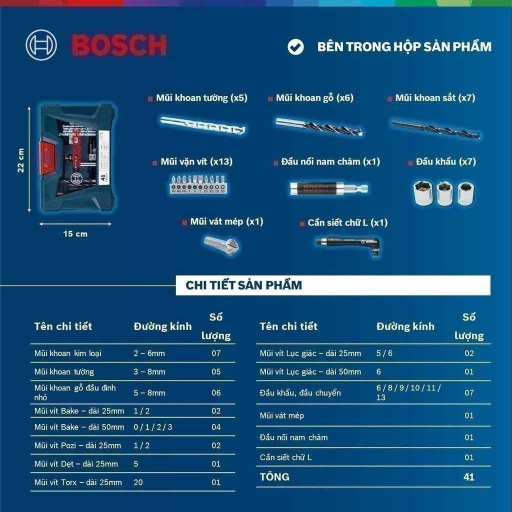 Ảnh Bộ Dụng Cụ Bosch 41 Món 2