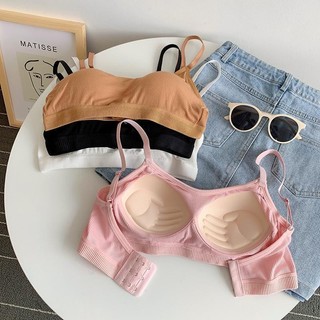 Áo bra nữ mút mỏng cotton co dãn tập thể thao gym, Áo lá học sinh không gọng 3 nấc cài tiện lợi B727