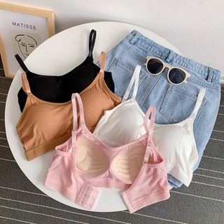 Áo bra nữ mút mỏng cotton co dãn tập thể thao gym, Áo lá học sinh không gọng 3 nấc cài tiện lợi B727