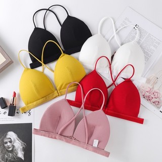 Áo bra nữ 2 dây cài trước mút tam giác sexy- Áo ngực nữ không gọng mút mỏng chất cotton gân tăm B715