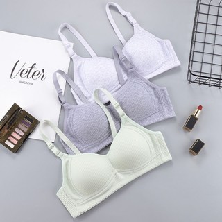 Áo ngực nữ mút mỏng chất cotton gân tăm mềm mại - Áo lót nữ không gọng ôm ngực khóa 3 nấc cài A414
