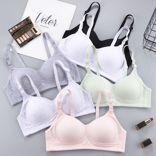 Áo ngực nữ mút mỏng chất cotton gân tăm mềm mại - Áo lót nữ không gọng ôm ngực khóa 3 nấc cài A414