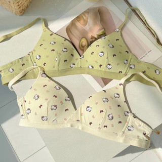 Áo ngực nữ học sinh không gọng đệm mút mỏng, Áo lót nữ cotton hoạ tiết Kitty cute dễ thương A224