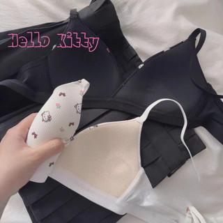 Áo ngực nữ học sinh không gọng đệm mút mỏng, Áo lót nữ cotton hoạ tiết Kitty cute dễ thương A224