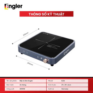 Bếp từ đơn Engler EGL336 công suất 1500W, bếp điện từ mặt kính pha lê dẫn nhiệt nhanh có cửa hút gió - Bếp Của Hà