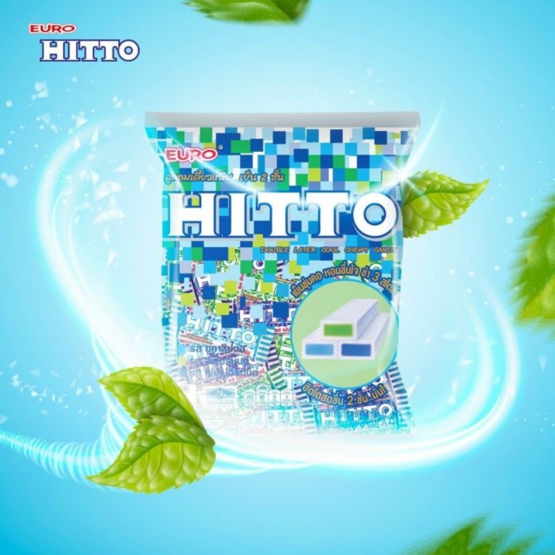 (Bịch 50 viên ~ 150gr) Kẹo Mềm Euro Hitto Thái Lan Vị Bạc Hà Mát Lạnh, Kẹo bạc hà thơm miêng. Ăn vặt