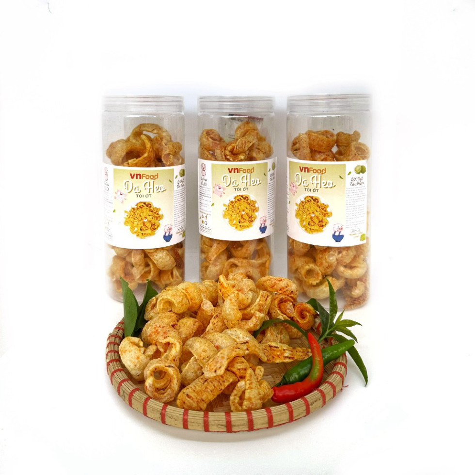 1KG Da Heo Giòn Cay Tỏi Ớt - Thơm Ngậy, Giòn Tan, Đậm Vị VNFoods