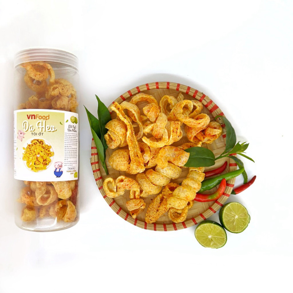 1KG Da Heo Giòn Cay Tỏi Ớt - Thơm Ngậy, Giòn Tan, Đậm Vị VNFoods