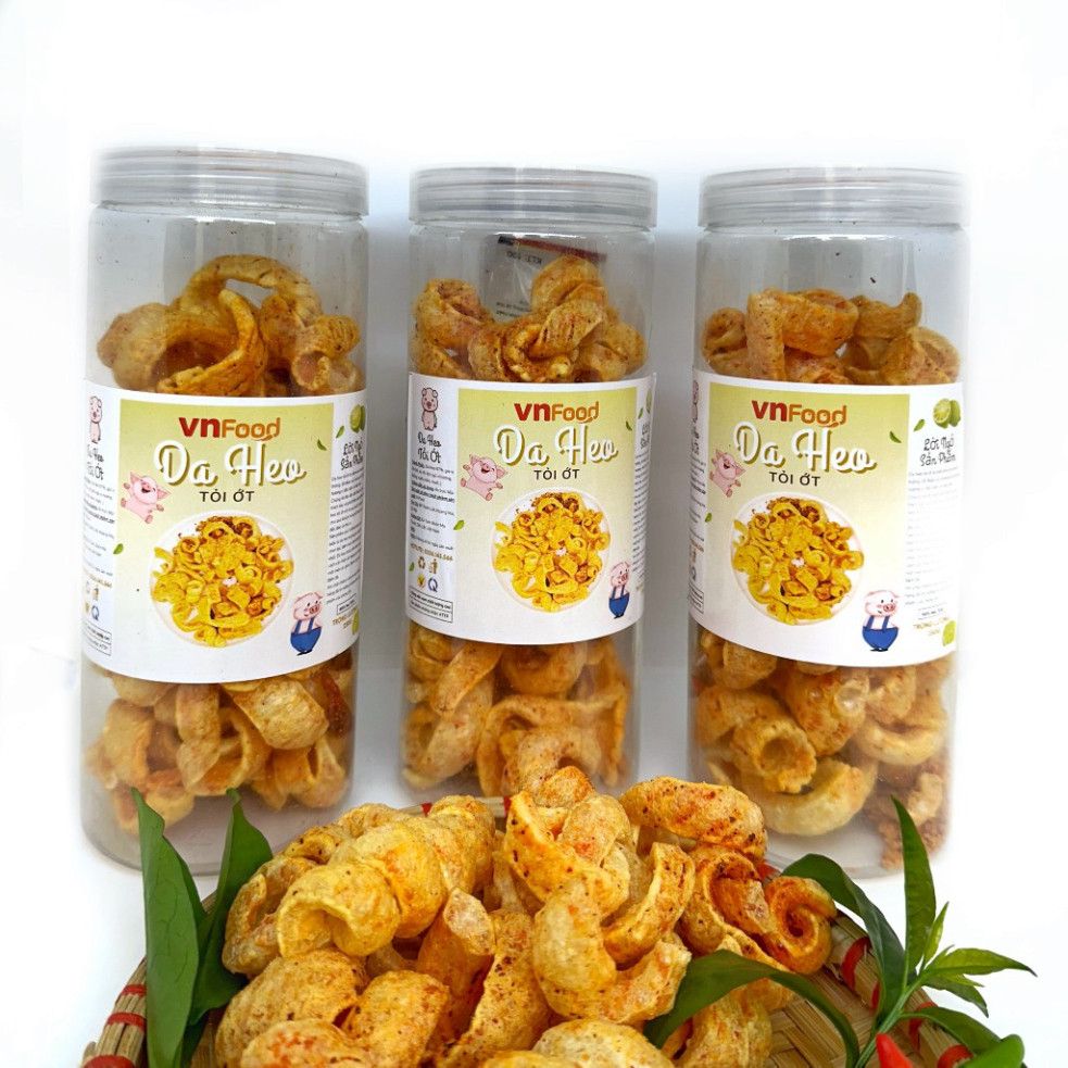 1KG Da Heo Giòn Cay Tỏi Ớt - Thơm Ngậy, Giòn Tan, Đậm Vị VNFoods