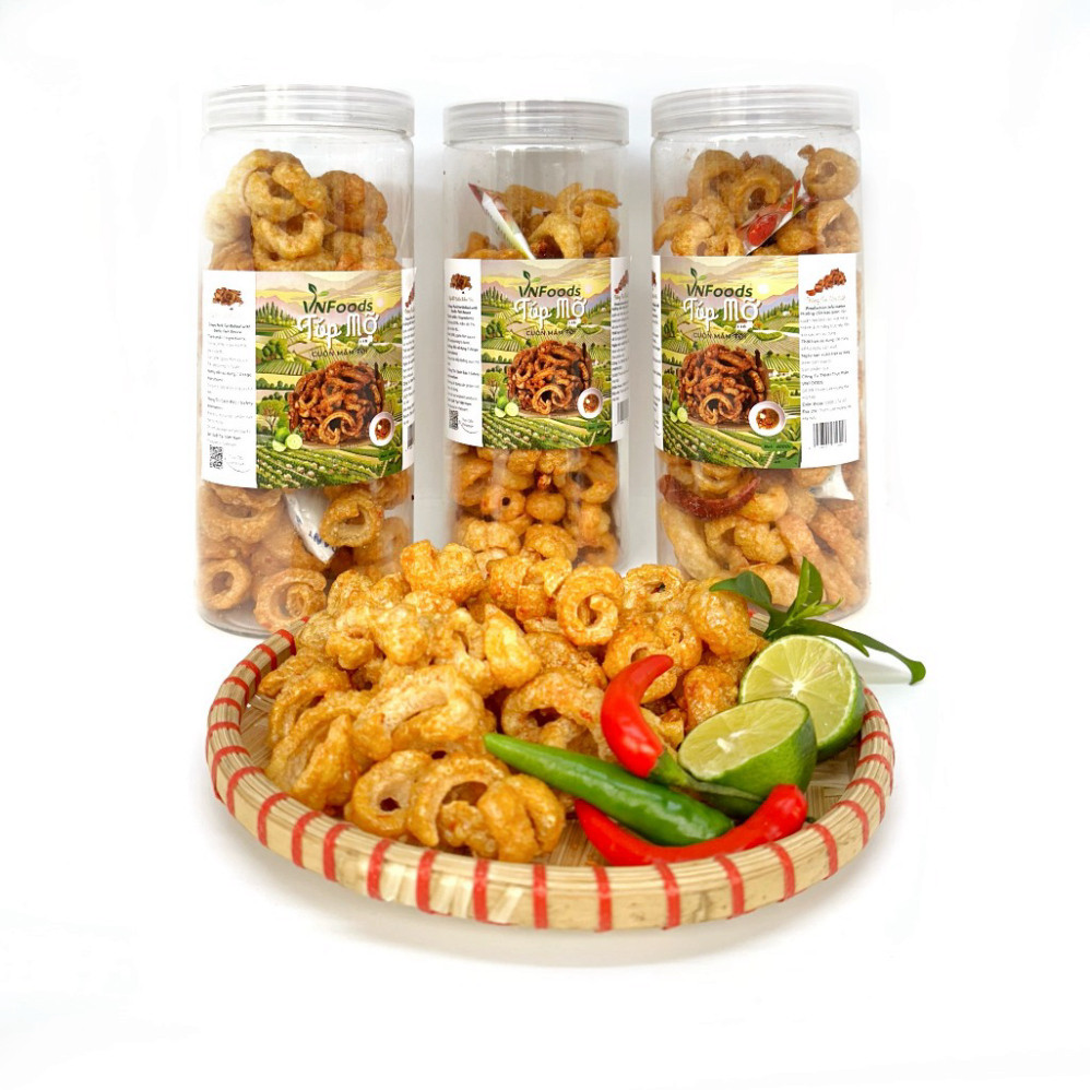 800Gr Tóp Mỡ Chiên Cuộn Mắm Tỏi - Giòn Ngon, Cay Nhẹ, Cực Bắt Vị VNFoods