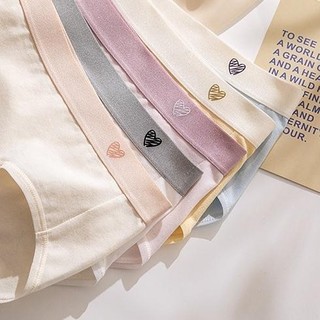 Combo 5 Quần lót nữ cotton cao cấp viền thun co giãn- Set 5 Quần chip nữ thêu trái tim đáng yêu L183