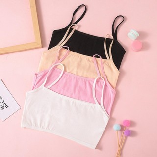 Combo 4 áo lá bé gái cotton thoáng mát, áo lá học sinh không mút dễ chịu, màu trơn dễ phối đồ  B032