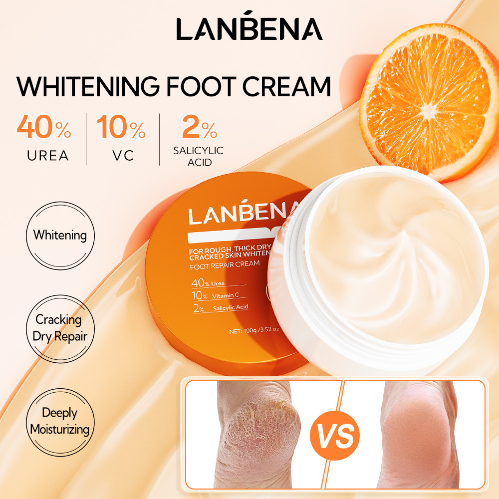 LANBENA Kem Dưỡng Chân (100g) - Vitamin C Hỗ Trợ Dưỡng Ẩm Dưỡng Sáng Giảm Chai Sần Làm Mềm Da Chân Skincare