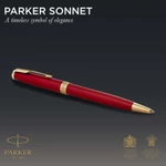 Bút bi, bút ký cao cấp mạ vàng Parker Sonnet, thân nhỏ, màu thân đỏ, chất liệu kim loại, có khắc tên làm quà tặng — ảnh 3
