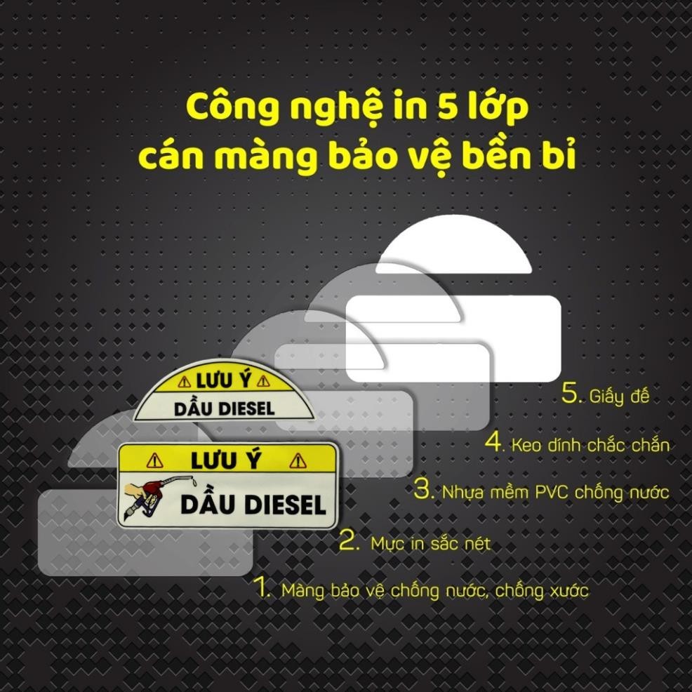 Tem bảo vệ động cơ xe tránh đổ nhầm xăng A95 và dầu Diesel