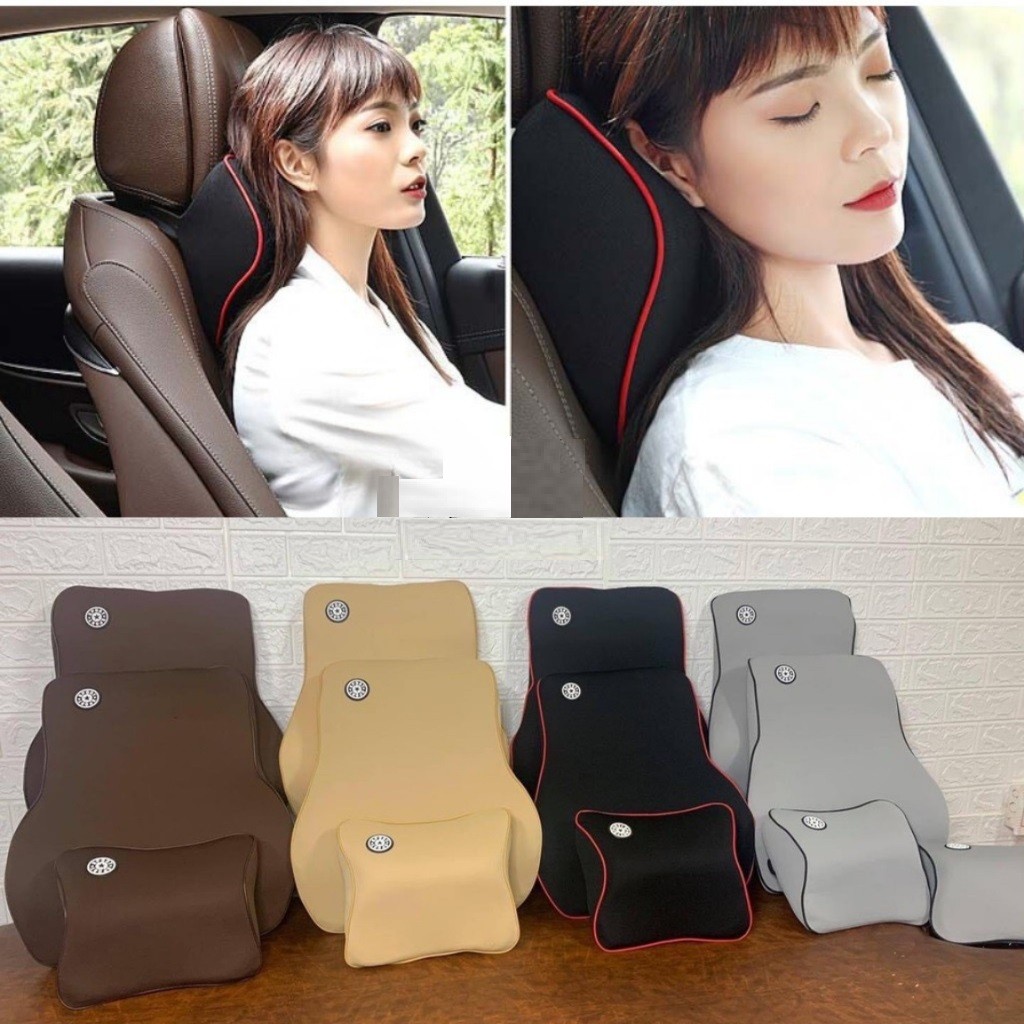 Gối Ô Tô Tựa Lưng Cao Su Non Cao Cấp Thoáng Khí, Chống Đau Lưng Thiết Kế Nhỏ Gọn,Màu Sắc Sang Trọng