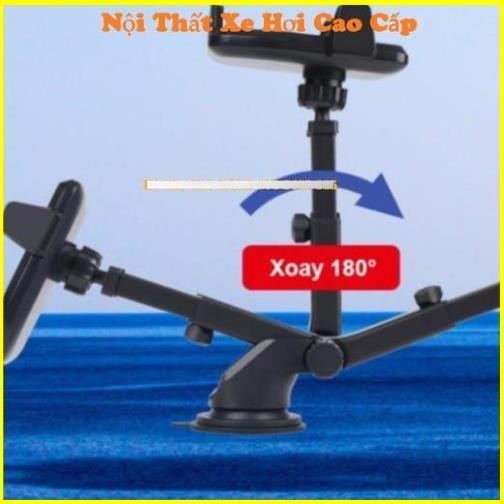Giá Đỡ Điện Thoại Trên Ô Tô Xoay 360 Độ Có Đế Hít Kính Tùy Chỉnh Độ Dài Linh Hoạt Kẹp Điện Thoại Xe Hơi Cao Cấp
