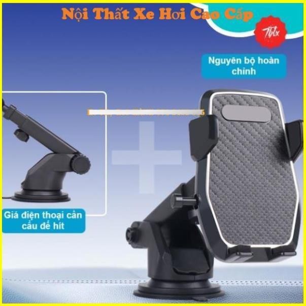 Giá Đỡ Điện Thoại Trên Ô Tô Xoay 360 Độ Có Đế Hít Kính Tùy Chỉnh Độ Dài Linh Hoạt Kẹp Điện Thoại Xe Hơi Cao Cấp