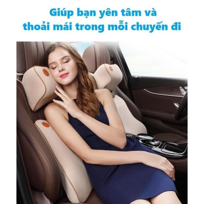Bộ Ghế Tựa Lưng Xe Hơi Cao Cấp Cao Su Non Mềm Mại Thoáng Khí Hỗ Trợ Cột Sống