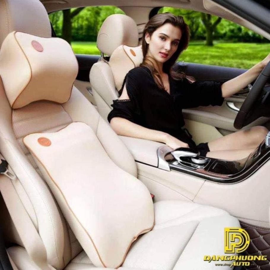 Bộ Ghế Tựa Lưng Xe Hơi Cao Cấp Cao Su Non Mềm Mại Thoáng Khí Hỗ Trợ Cột Sống