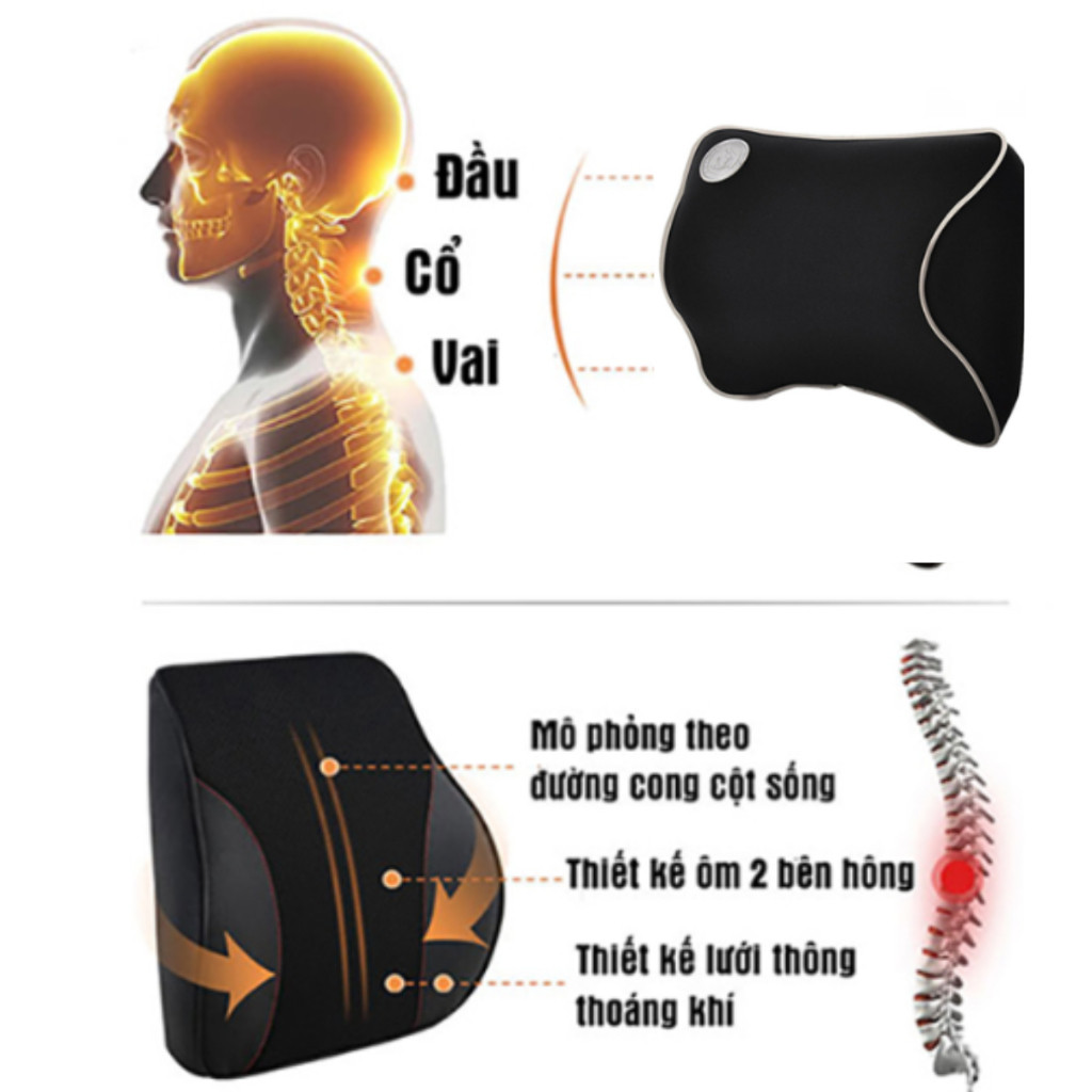 Gối Tựa Đầu  Cao Su Non Ngồi Ghế Ô Tô, Tựa Lưng Văn Phòng, Gối Đầu Bàn Làm Việc Cao Cấp