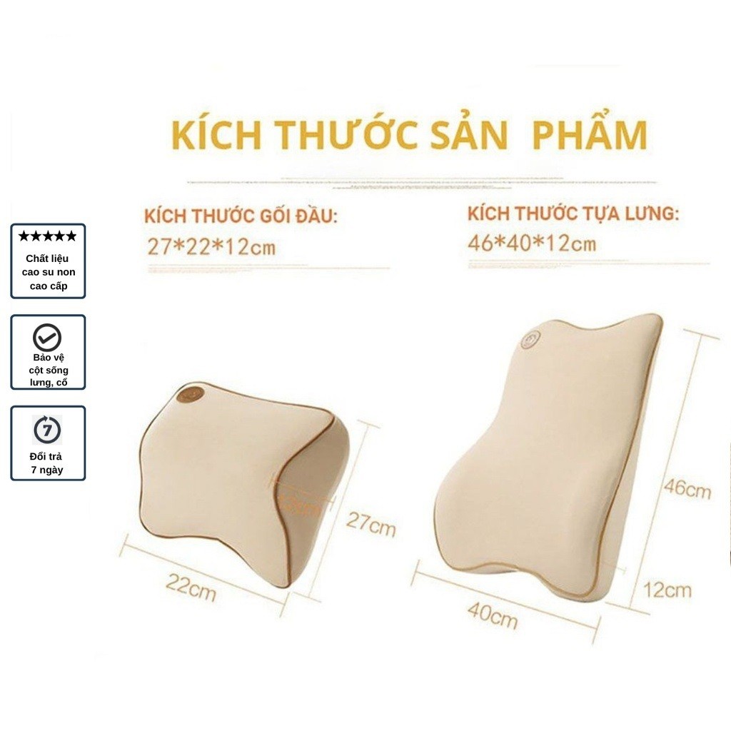 Gối Tựa Lưng Ô Tô Cao Su Non Lưới 3D Cao Cấp,Gối Tựa Đầu Dùng Cho Xe Ô Tô Ghế Văn Phòng