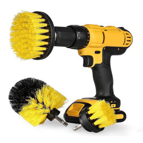 Bộ 3 đầu bàn chải gắn máy khoan - Đầu cọ bàn chải vệ sinh nhà cửa đa năng lắp máy khoan ll