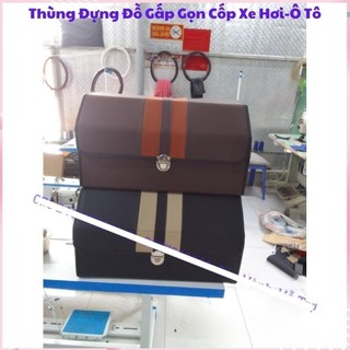 Thùng Hộp Đựng Đồ Da Cất Cốp Ô Tô Xe Hơi Gấp Gọn Sang Trọng