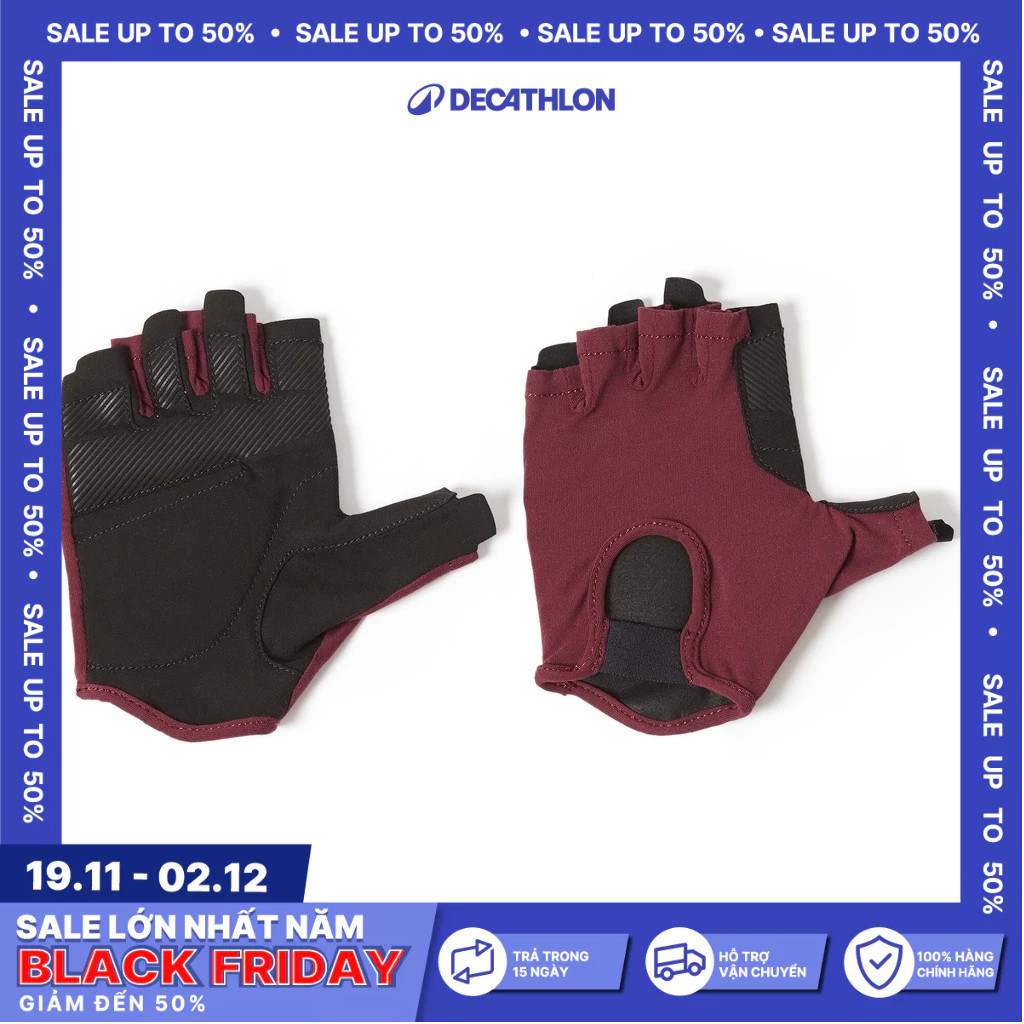 Ảnh Găng tay tập tạ thoáng khí cho nữ đỏ sẫm DECATHLON DOMYOS mã 8595216 2