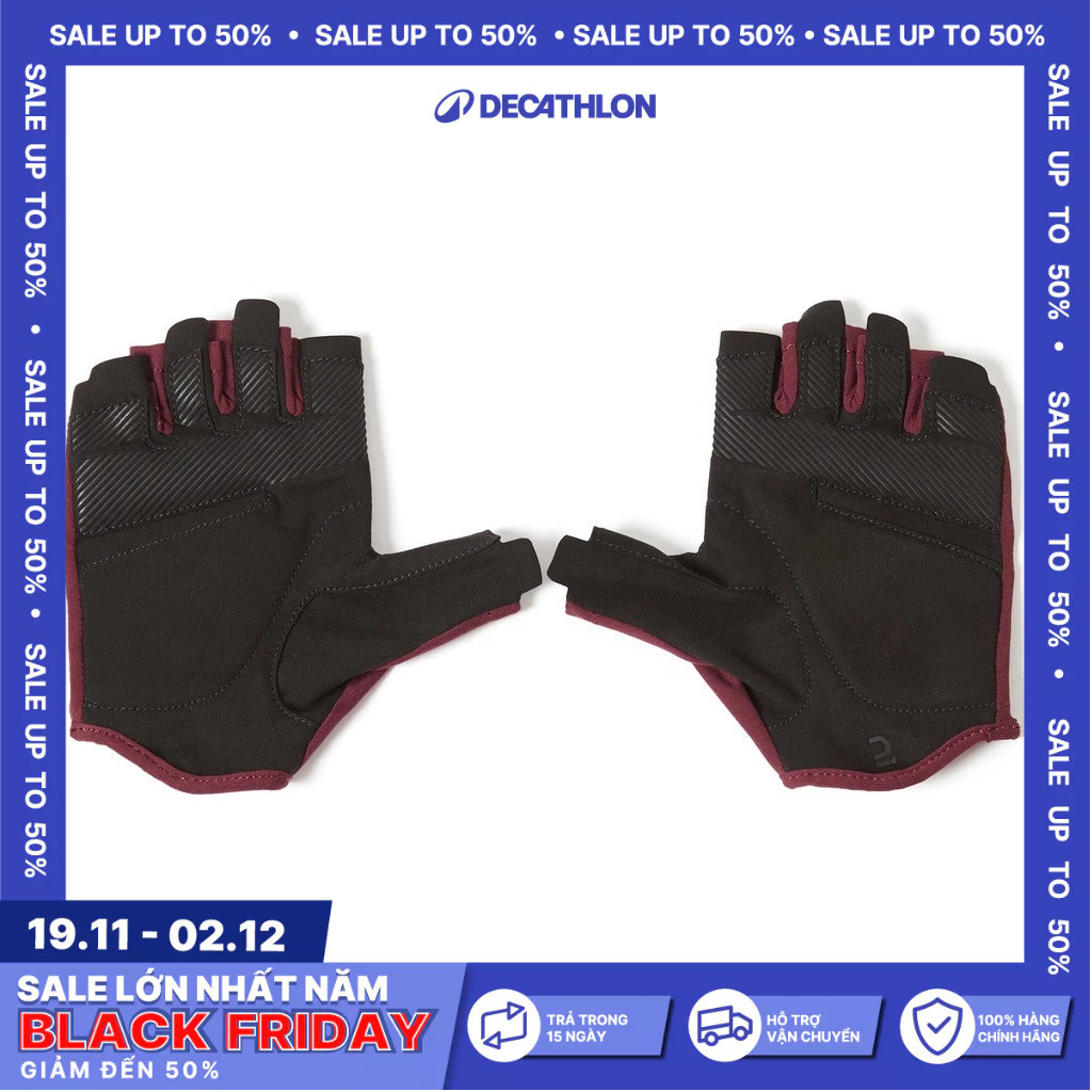 Ảnh Găng tay tập tạ thoáng khí cho nữ đỏ sẫm DECATHLON DOMYOS mã 8595216 1