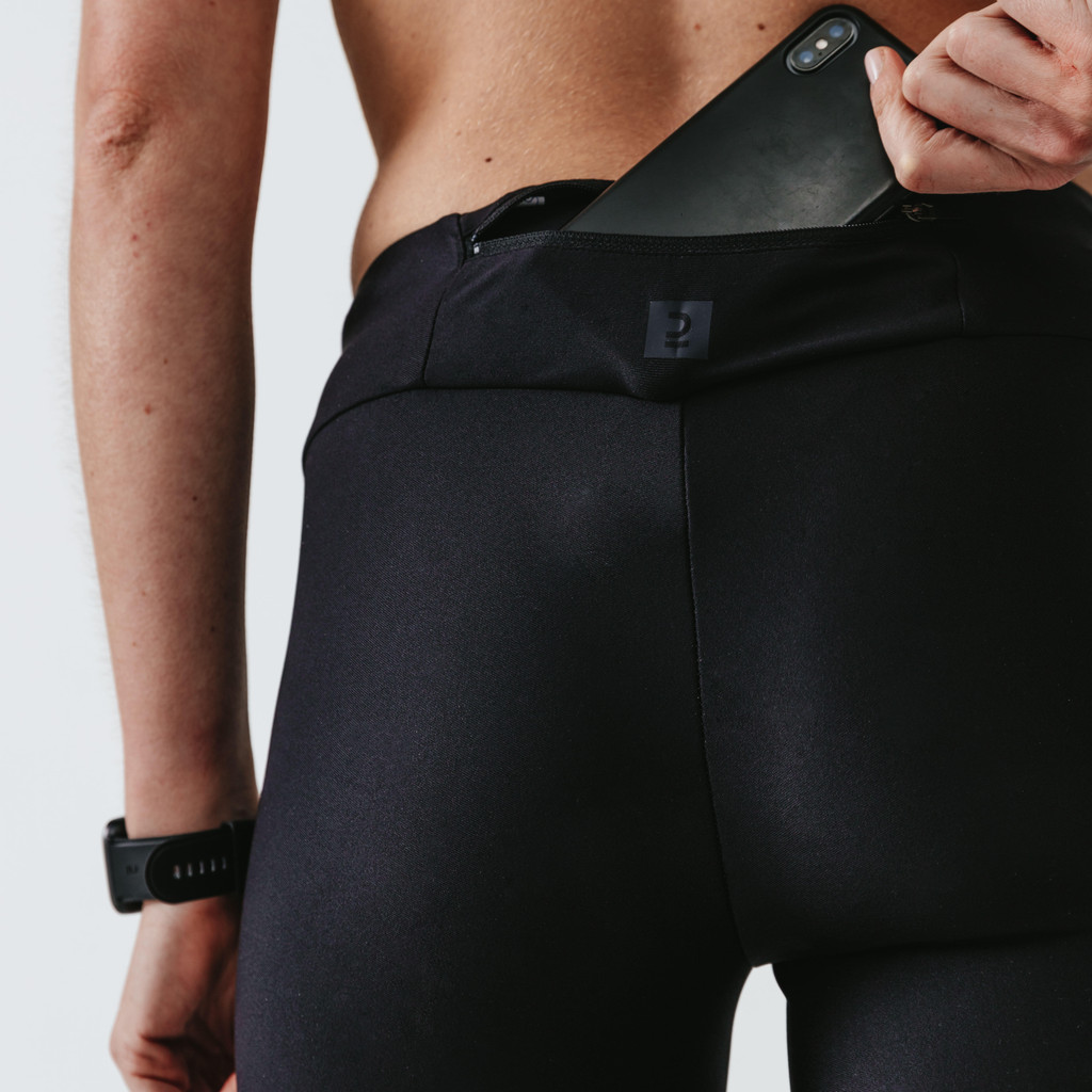 Ảnh Quần lửng chạy bộ run dry cho nữ đen DECATHLON kalenji mã 8552202 1