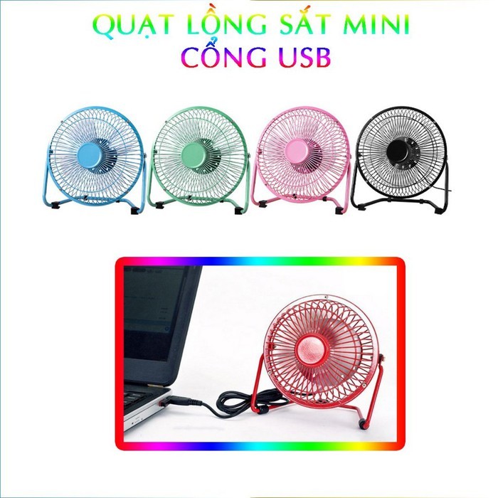 Quạt Lồng Sắt Mini Để Bàn Cổng Usb Tiện Lợi
