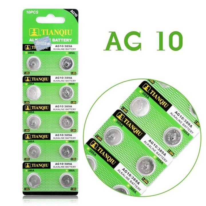 Vỉ 10 Viên Pin Ag10/lr130H/389A Tianqiu 1.5V