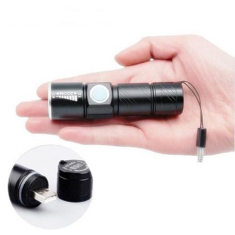Đèn Pin Vỏ Nhôm Zoom 3 Chế Độ Siêu Sáng Sạc Cổng Usb