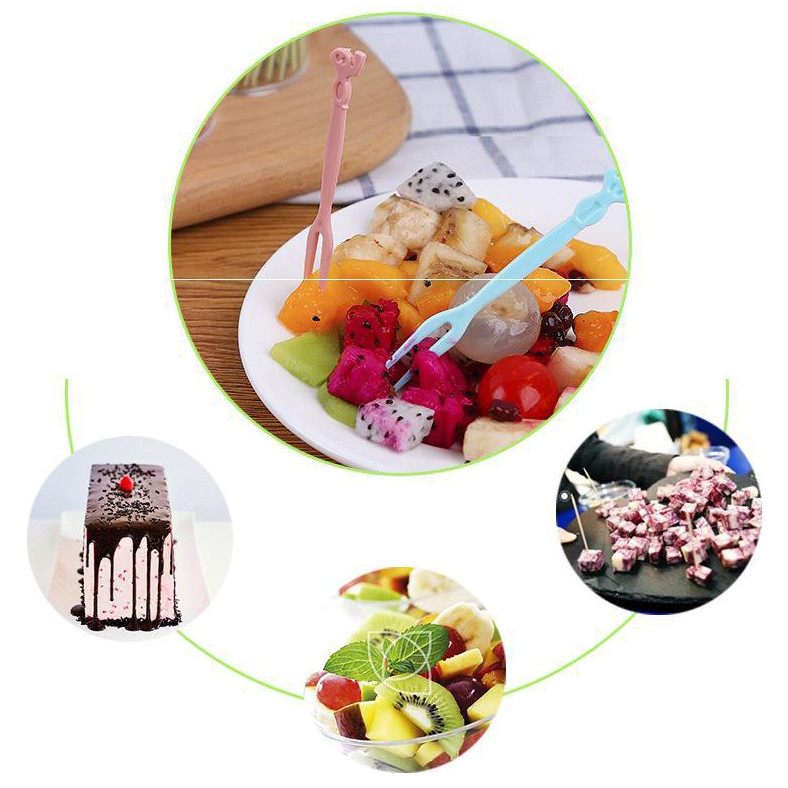 Hộp 50 Nĩa Nhựa Ghim Trái Cây, Rau Câu Tiện Lợi