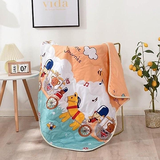 Chăn Cotton 2 Lớp Cho Bé Siêu Mát Họa Tiết Dễ Thương Nhiều Hình 140X110Cm