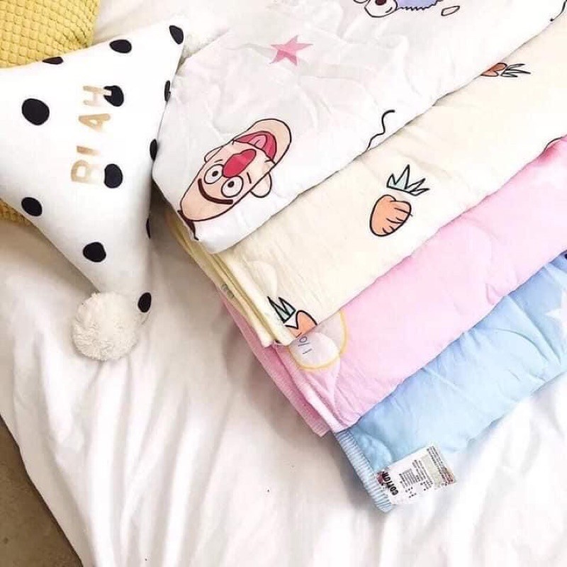 Chăn Cotton 2 Lớp Cho Bé Siêu Mát Họa Tiết Dễ Thương Nhiều Hình 140X110Cm