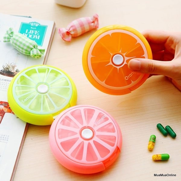 Hộp Chia Thuốc Uống 7 Ngày Hình Quả Cam Nhỏ Gọn