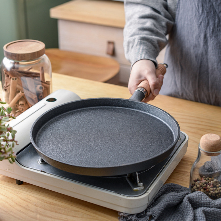 Chảo Gang Làm Bánh Chống Dính, Chảo Đổ Bánh Xèo, Chảo Rán Chống Dính Size 20/26cm Dùng Cho Mọi Loại Bếp