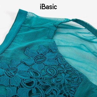 Bộ đồ lót nữ iBasic áo ngực có gọng không mút ren lưới thêu hoa cup 3/4 T-shirt BRAW166 và PANW166