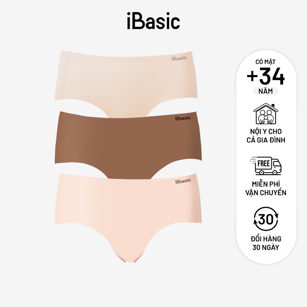 Ảnh Pack 3 combo quần lót nữ su lưng vừa không đường may không lộ viền iBasic PA3V188 và Pack 3 V199 3 màu da 2