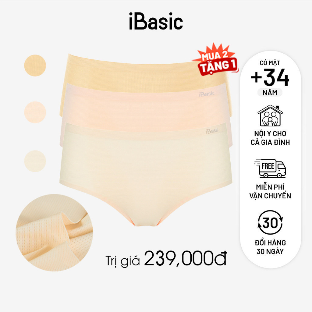 Ảnh Pack 3 combo quần lót su nữ lưng cao không đường may không lộ viền iBasic PA3V189 3