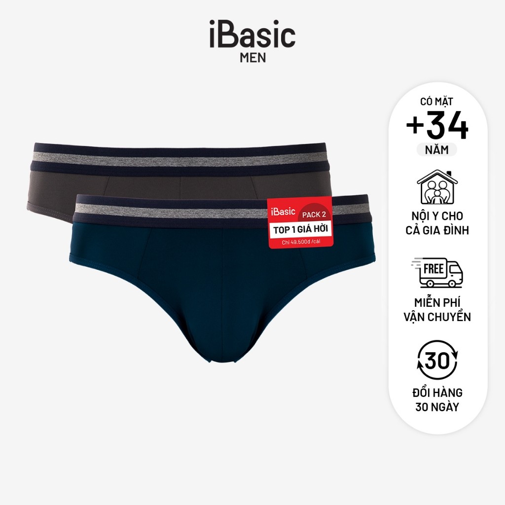 Ảnh Pack 2 combo quần lót nam iBasic brief thun lạnh thoáng mát PA2PANM111 1