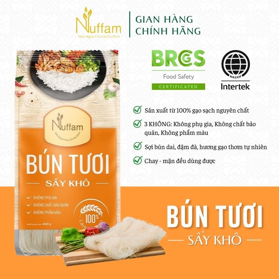 Bún Tươi Sấy Khô 400gr - Chính Hãng Nuffam - Thơm Ngon, Làm Hoàn Toàn Từ Gạo 400gr