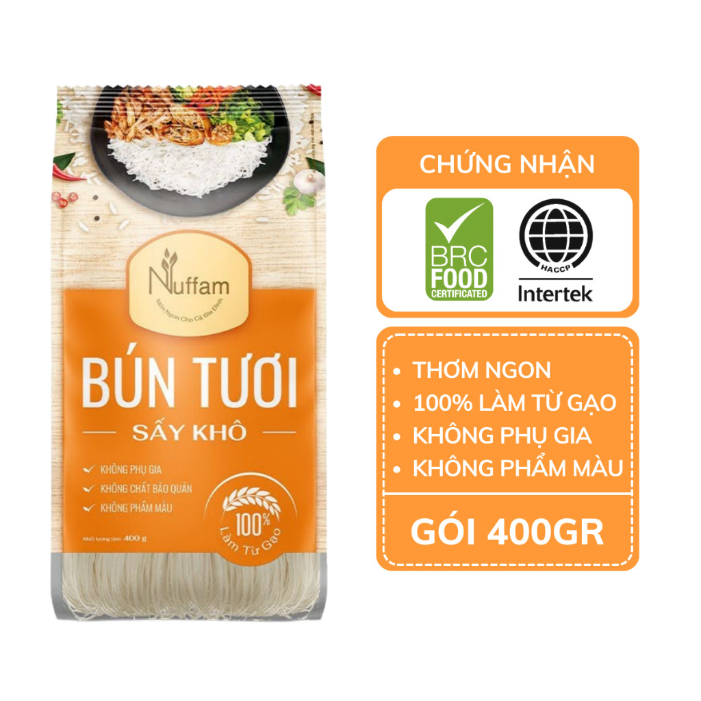 Bún Tươi Sấy Khô 400gr - Chính Hãng Nuffam - Thơm Ngon, Làm Hoàn Toàn Từ Gạo 400gr