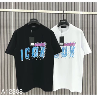 Áo phông Icon Xanh Da Trời DSQ nam nữ phối chữ Áo thun nam nữ cotton co dãn 2 chiều [M18]
