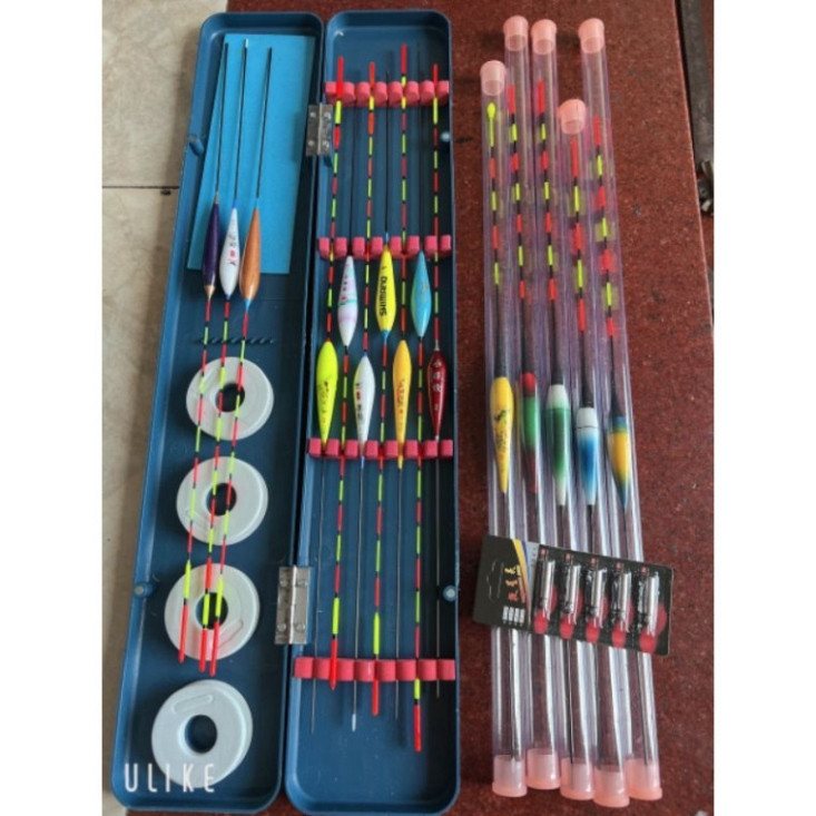 bộ combo phao gồm 15 món 10 quả phao ngày 5 phao đêm  1 hộp đựng phao 44cm  1 vỉ pin [ tặng kèm trục ] hagvnn222 ghagvcz
