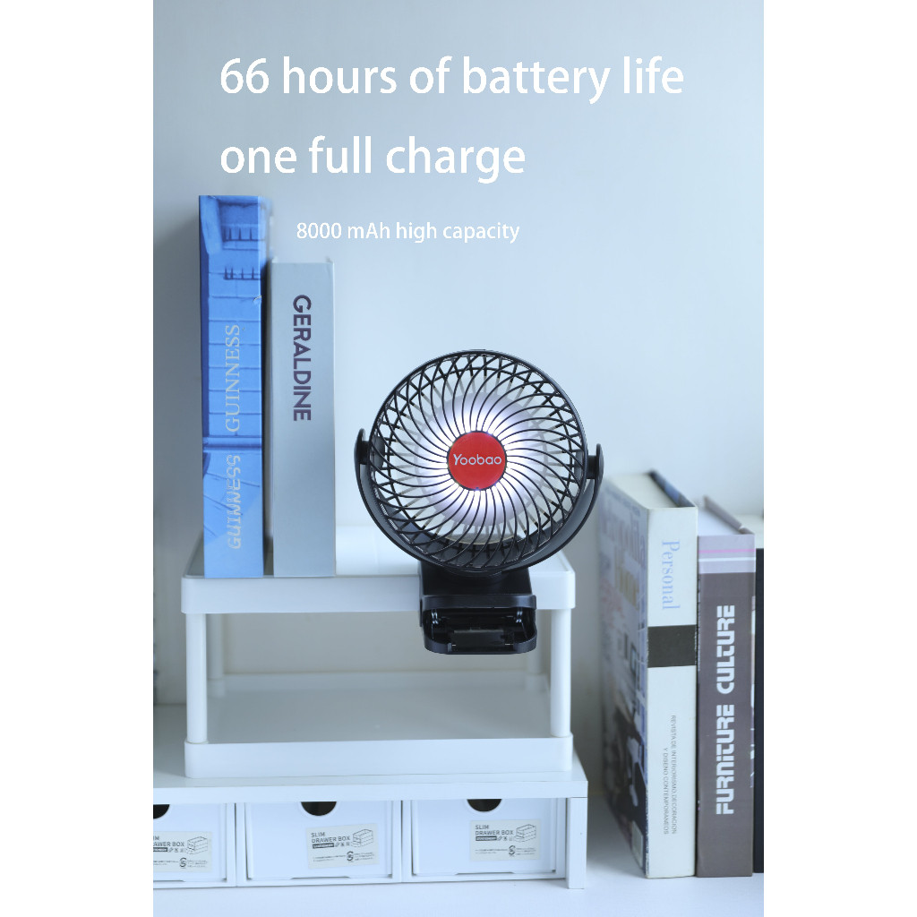 Ảnh Quạt sạc mini Yoobao F8 để bàn/kẹp nôi 8000mAh 3 tốc độ | Đèn LED + sạc dự phòng | Bảo hành 12 tháng 4