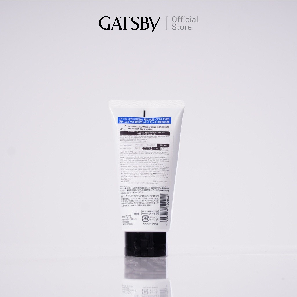Ảnh Sữa rửa mặt than hoạt tính GATSBY Facial Wash Strong Clear Foam sạch dầu & giảm nhờn 130g 3